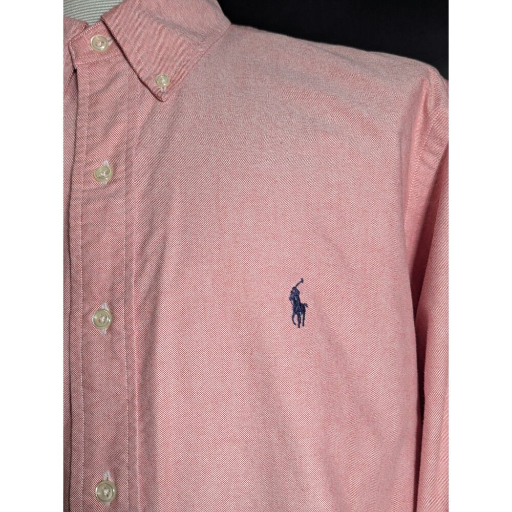 Ralph Lauren Polo Blue Red Embroidered Logo Long Sleeve Shirt Classic Fit 17.5